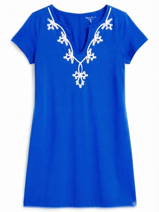 Lilly Pulitzer Dresses & Skirts - Lilly Pulitzer Blue Shift Dress with White Rope Trim ~ Large